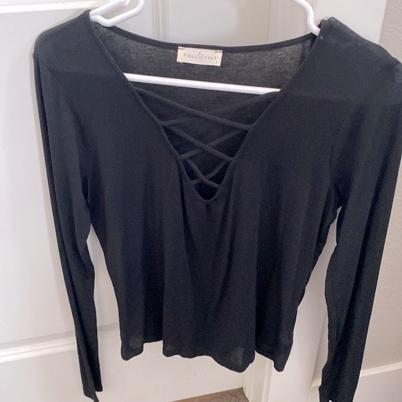 Low Cut Black Blouse - Picture 1 of 2